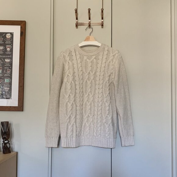 Old Navy Cream Cable Knit Sweater Men's Sz M - Picture 2 of 13